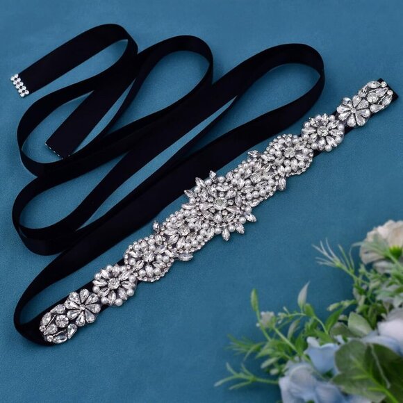 Bridal Wedding Belt Rhinestone Pearl Crystal Elegant Prom Dress Accessory